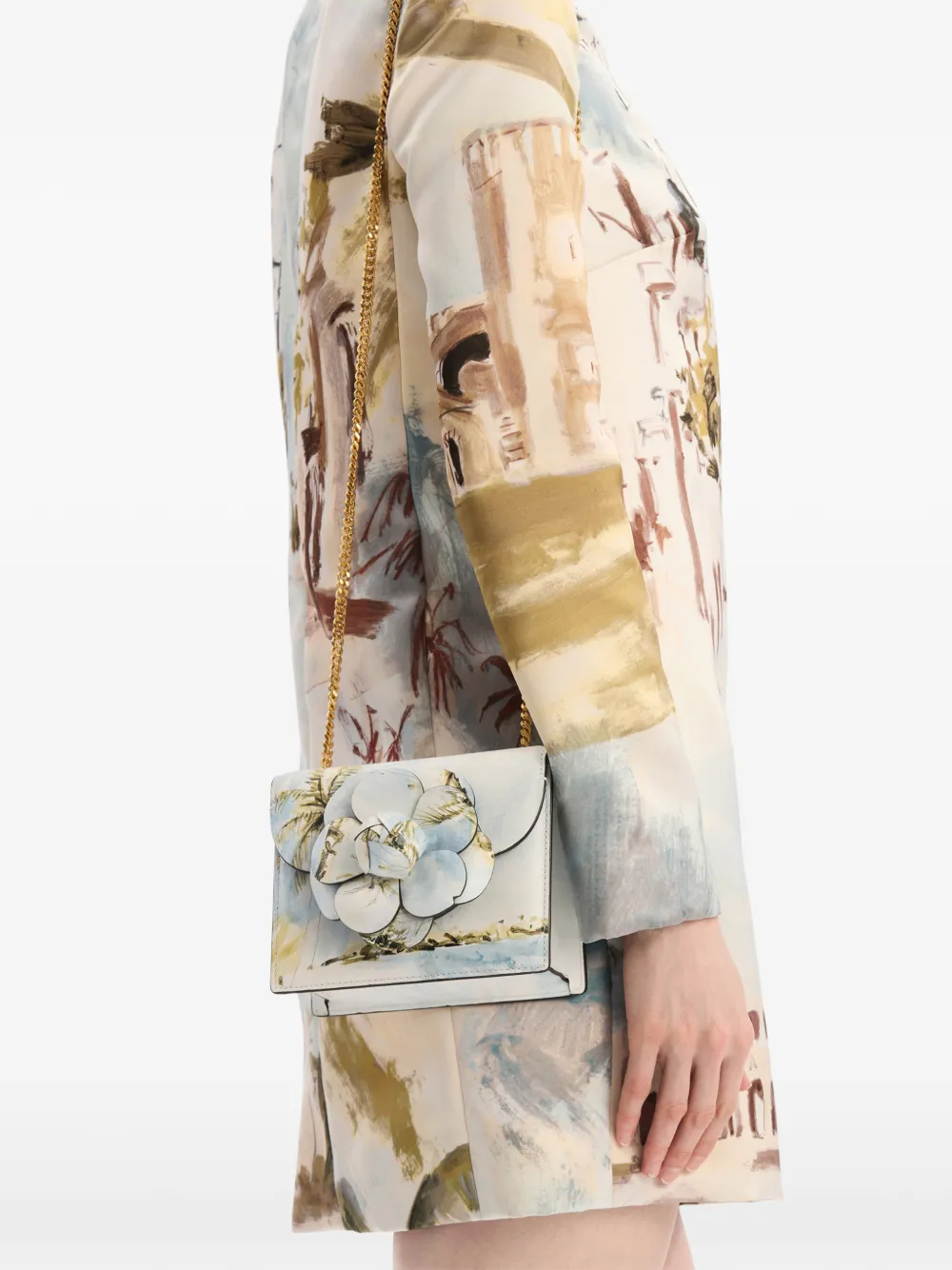 Oscar de la Renta Tro mini-tas met Dominicaans landschap Beige