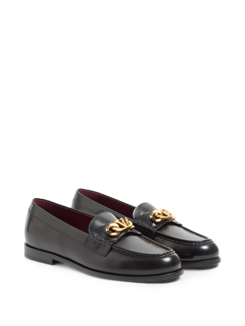 Valentino Garavani Vlogo Chain kalfsleren loafers Zwart