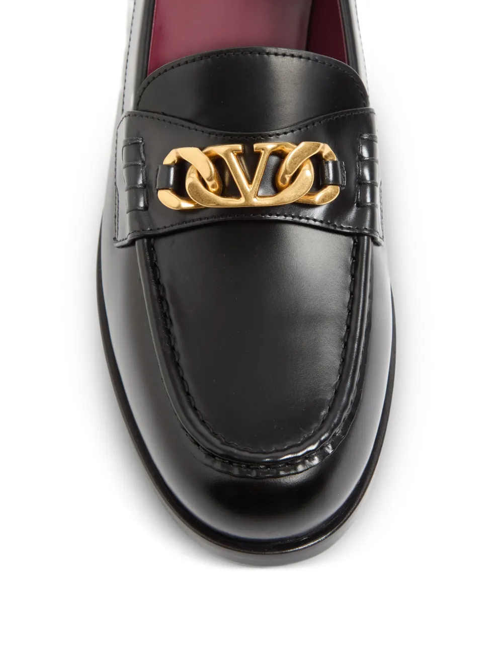 Valentino Garavani Vlogo Chain kalfsleren loafers Zwart