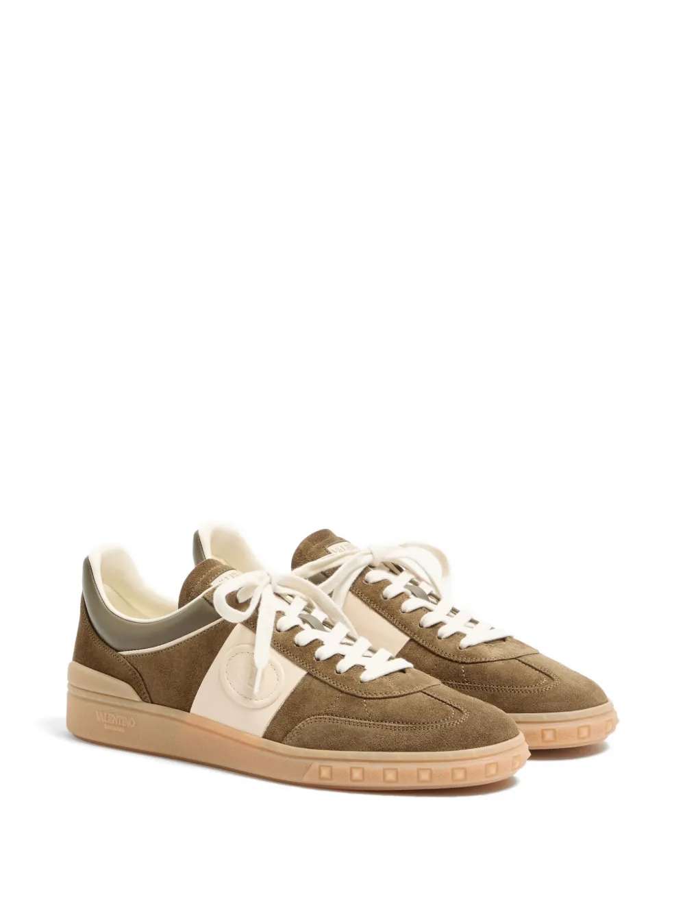 Valentino Garavani Upvillage low-top sneakers van splitleer en kalfsleer Bruin