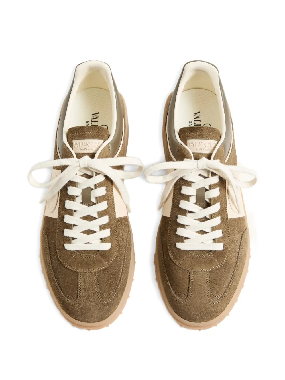 Valentino Garavani Upvillage low-top sneakers van splitleer en kalfsleer Bruin