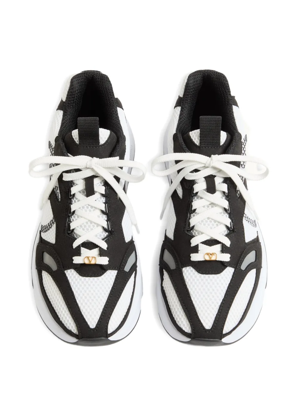 Valentino Garavani Demivee sneakers van mesh stof met suède inzetstukken Wit