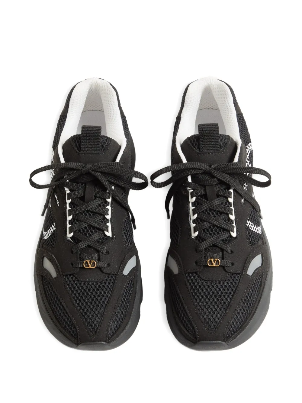 Valentino Garavani Demivee sneakers van mesh stof met suède inzetstukken Zwart