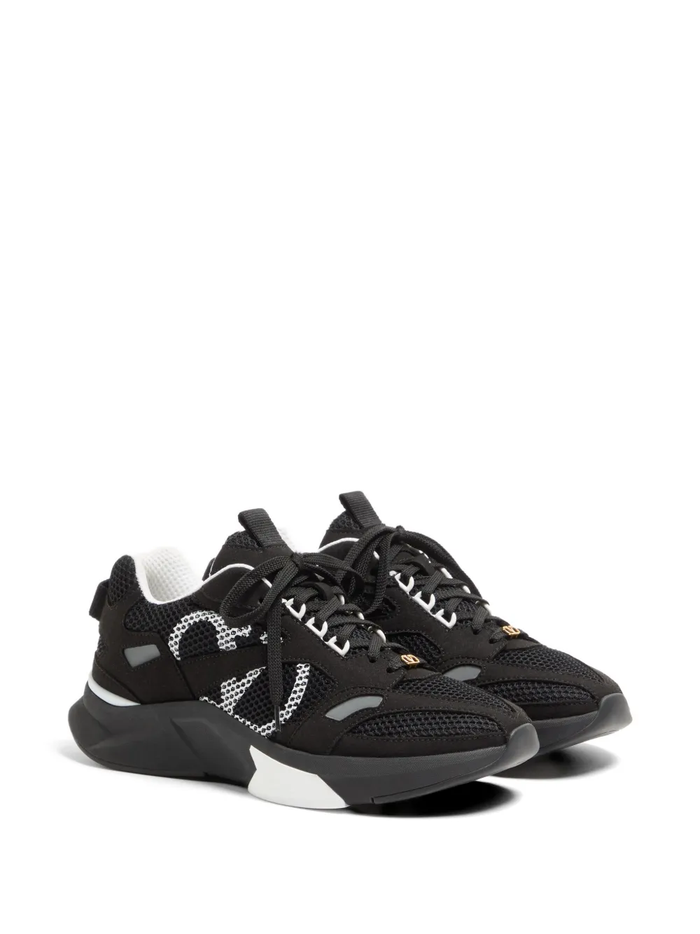 Valentino Garavani Demivee sneakers van mesh stof met suède inzetstukken Zwart