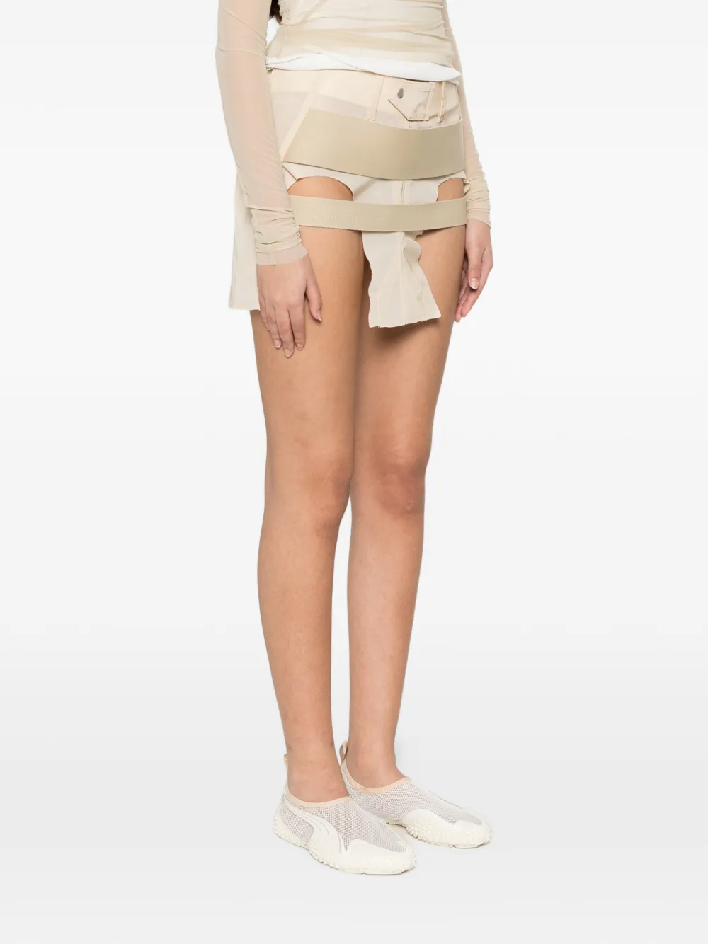 Rick Owens Temple rok met gelaagd bandje en uitgesneden details Beige