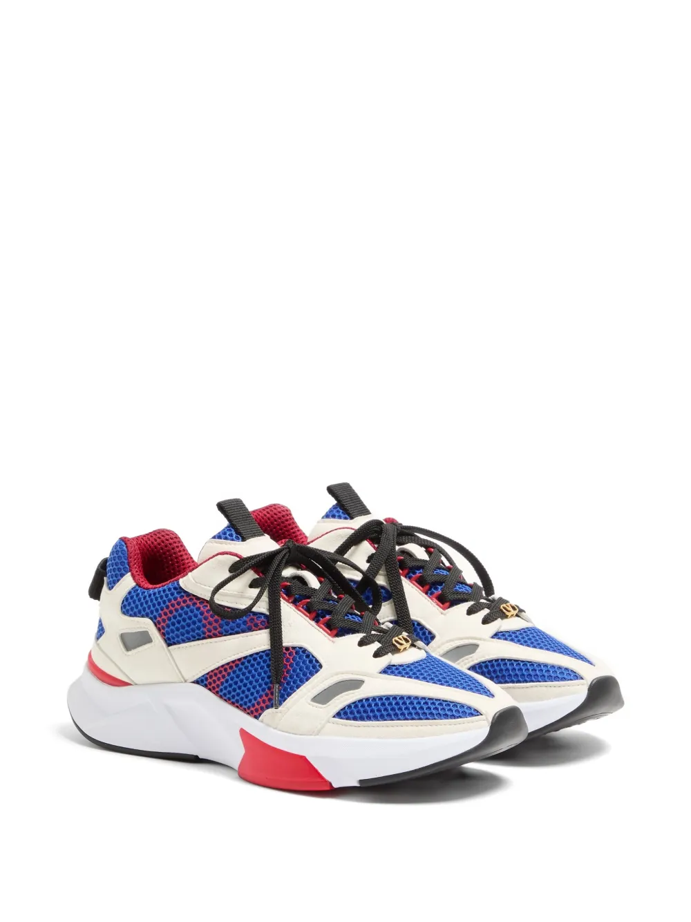 Valentino Garavani Demivee sneakers van mesh stof met suède inzetstukken Blauw