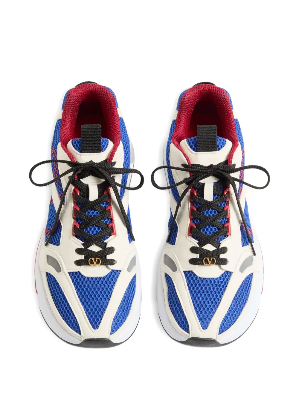 Valentino Garavani Demivee sneakers van mesh stof met suède inzetstukken Blauw