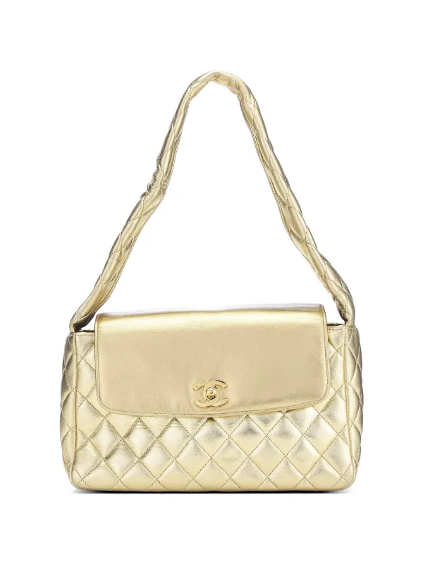 Chanel Pre-owned 1991 Hip Hop Collection Flap Quilted Shoulder Bag in Gold