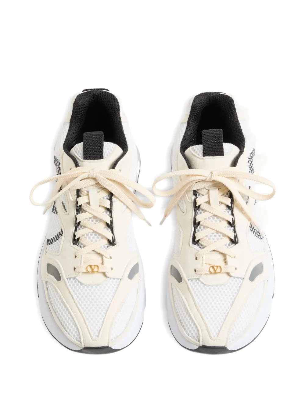Valentino Garavani Demivee sneakers van mesh stof met suède inzetstukken Wit
