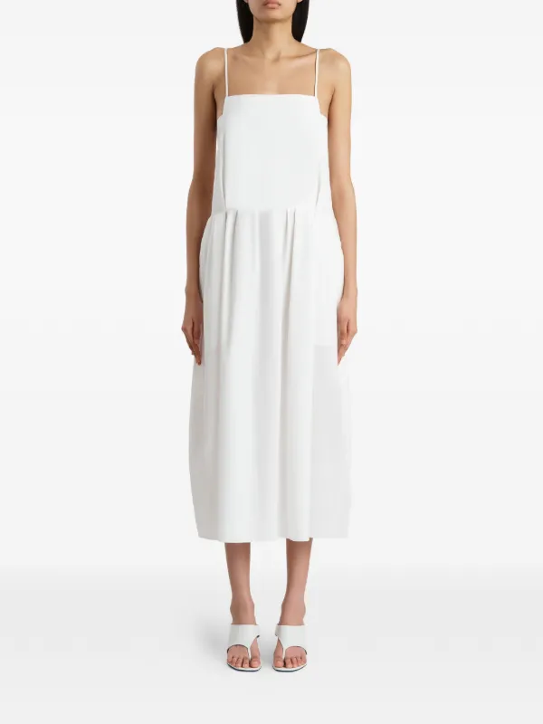 white formal midi dress Elegant White midi dress with a high neckline S / 4 / Ivory