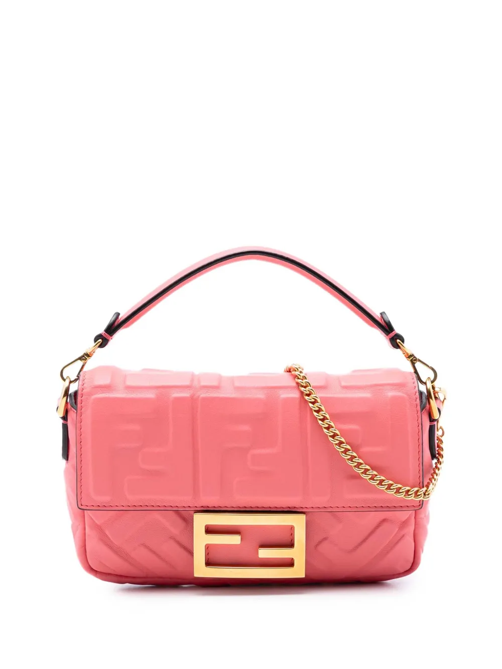 Fendi Pre-Owned 2010-2026 Mini Zucca Embossed Leather Baguette satchel - Rosa