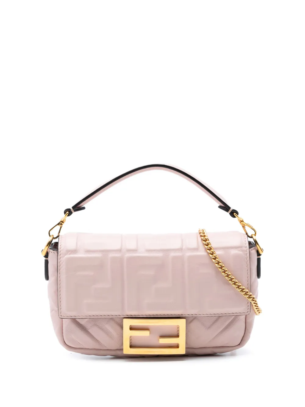 Fendi Pre-Owned 2010-2025 Mini Zucca Embossed Leather Baguette satchel - Rosa