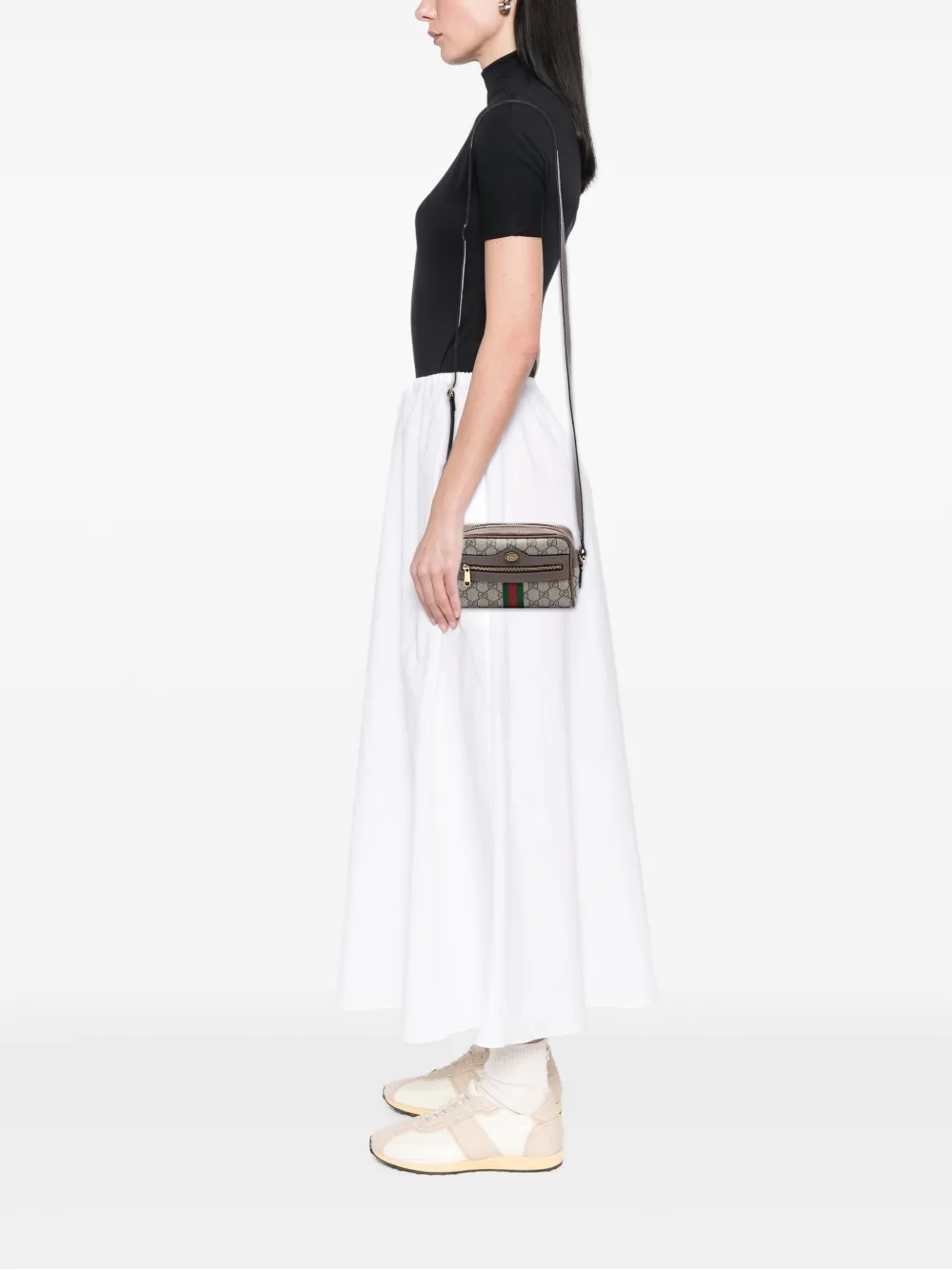  Gucci Pre-owned Borsa A Tracolla Ophidia Mini In Tessuto Gg Supreme Con Decorazione Web 2016-2026 - Toni Neutri 