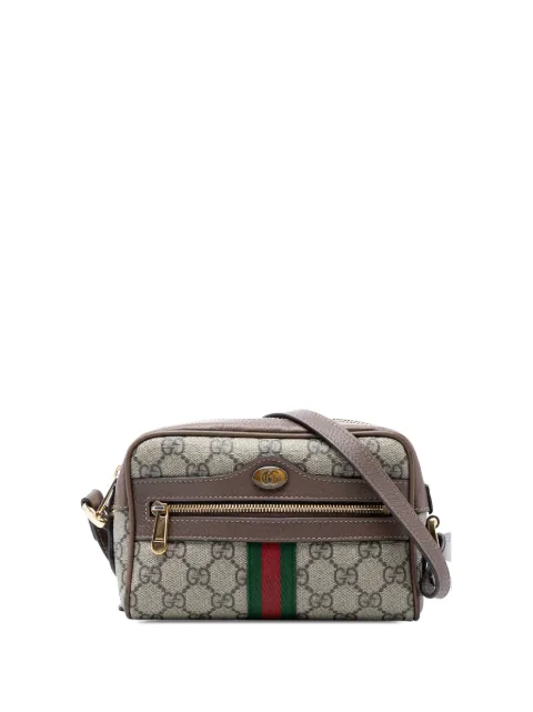 Gucci Pre-Owned GG Supreme Ophidia Web liten axelremsväska från 2016-2026