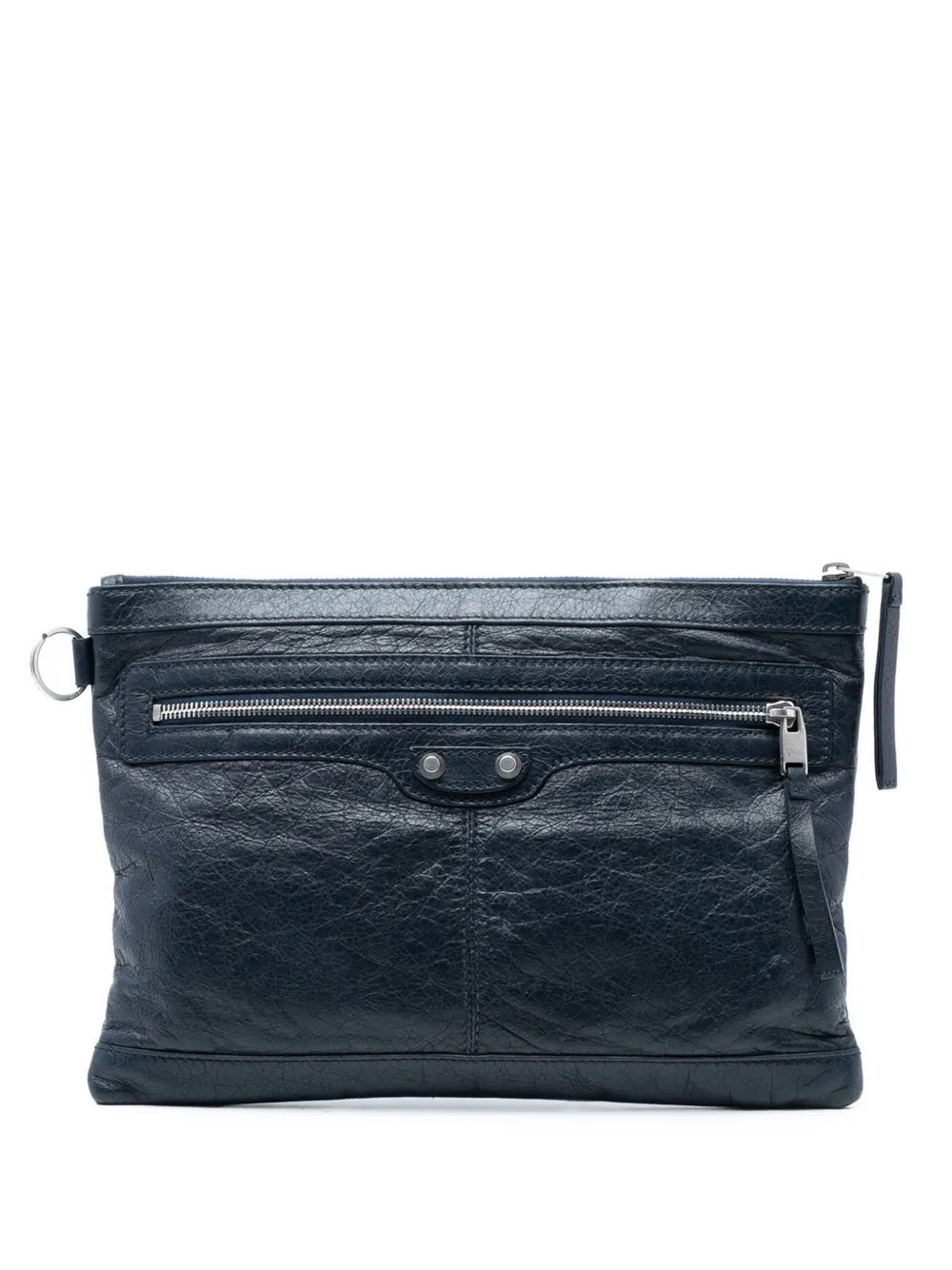 Balenciaga Pre-Owned 2016 Lambskin Motocross Classic Clip M clutch bag - Blu