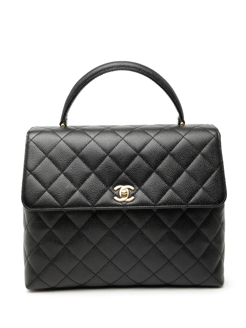 CHANEL Pre-Owned 2002-2003 CC Quilted Caviar Kelly Top Handle Bag handbag - Nero