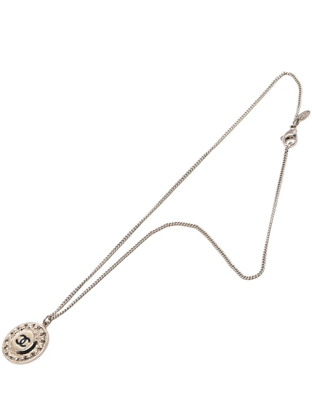 CHANEL Pre-Owned 2007 CC Silver Plated Crystal Enamel Pendant Necklace costume necklace - Argento