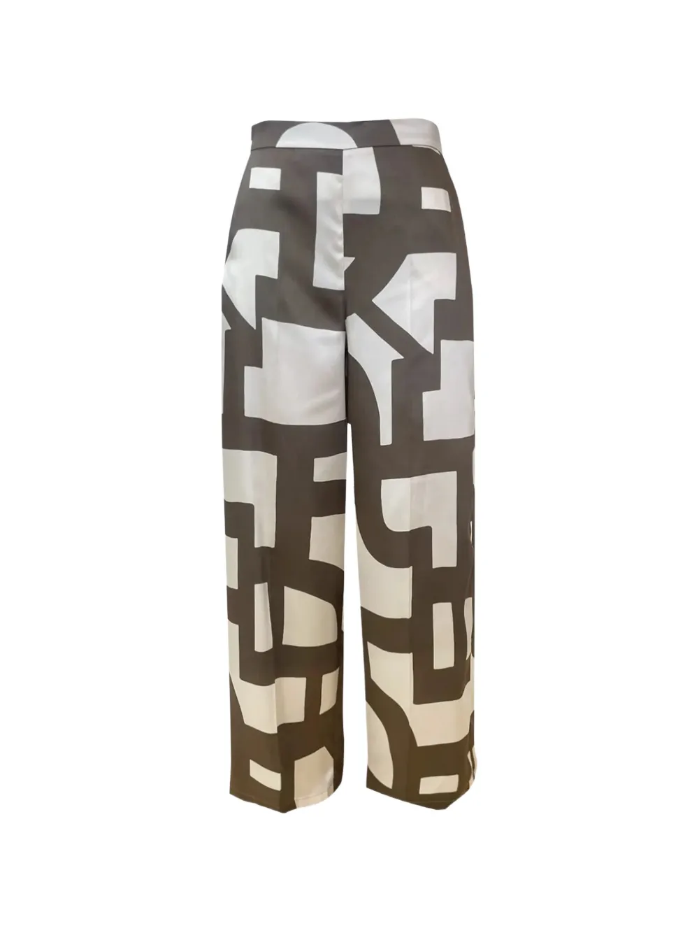 Marella Geometric-print Palazzo Pants In Gray