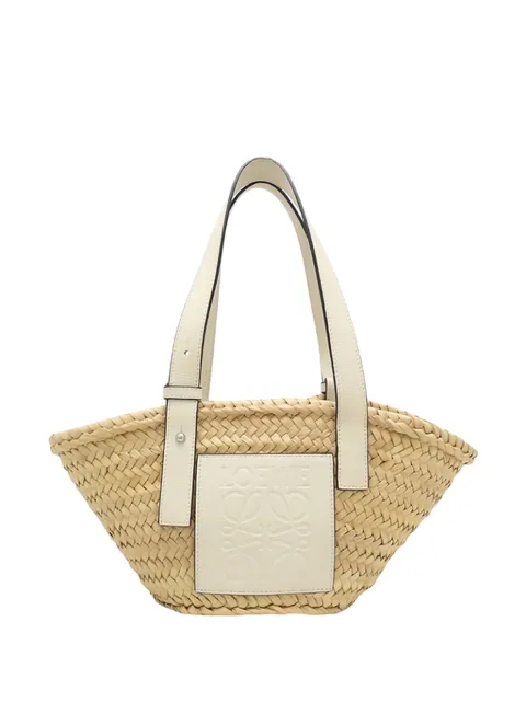 Loewe Pre-Owned bolso shopper Anagram Basket pequeño de rafia 2010-2026