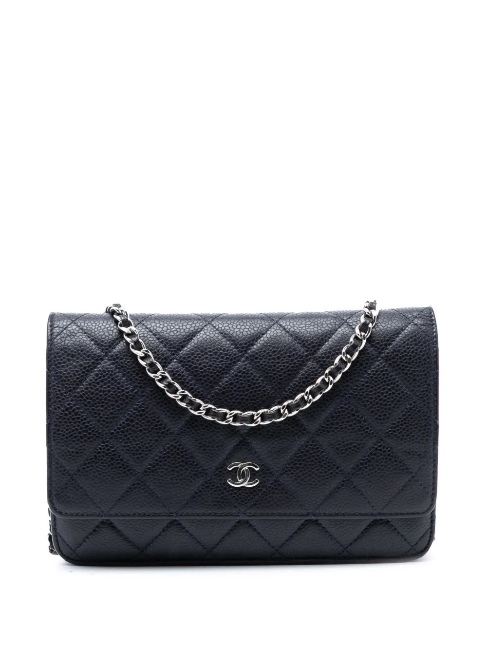 CHANEL Pre-Owned 2013-2014 CC Quilted Caviar Wallet on Chain crossbody bag - Blu
