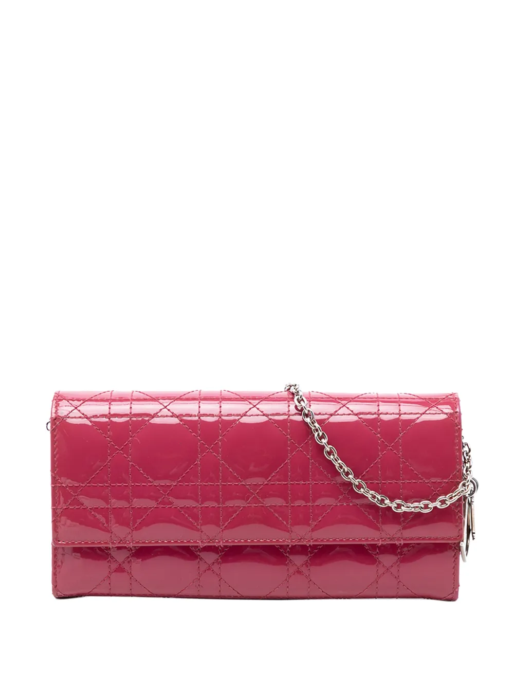 Christian Dior Pre-Owned 2012 Patent Cannage Lady Dior Wallet On Chain handbag - Rosa