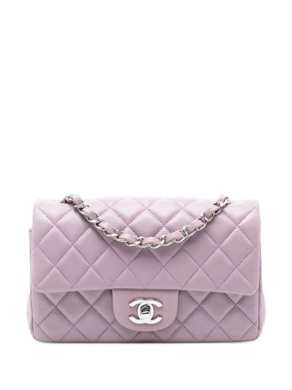 CHANEL Pre-Owned 2012 Mini Rectangular Classic Lambskin Single Flap crossbody bag - Viola