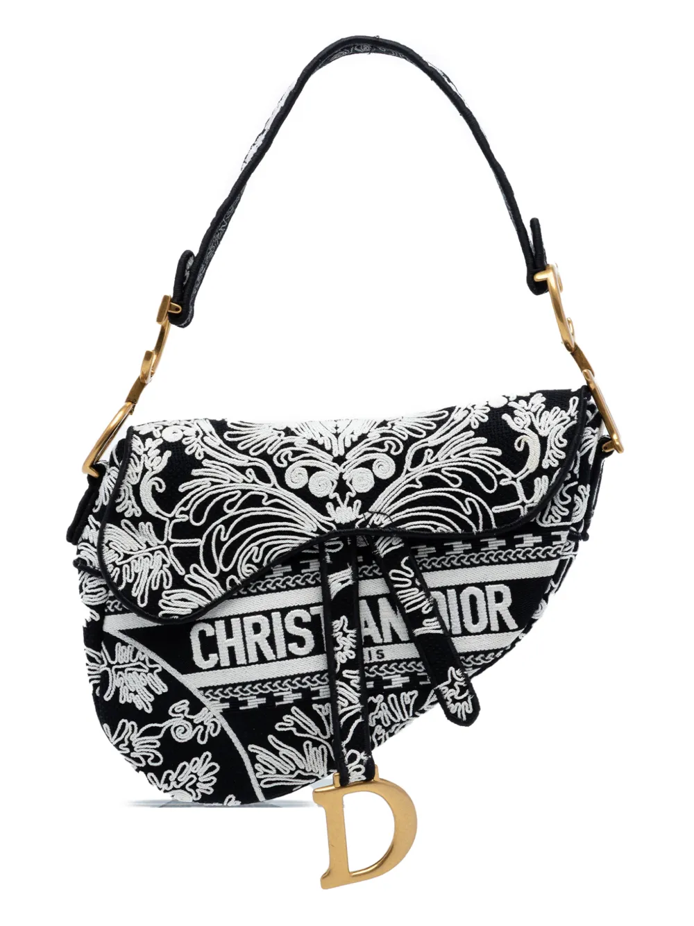Christian Dior Pre-Owned 2022 Canvas Embroidered Ornamental Cornely Saddle Bag shoulder bag - Nero