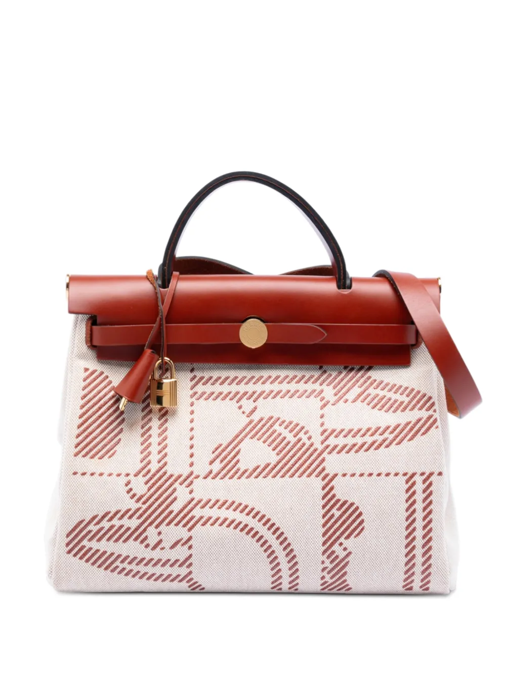 Hermès Pre-Owned 2022 Toile H and Vache Hunter Brides de Gala Herbag Zip 31 satchel - Brown