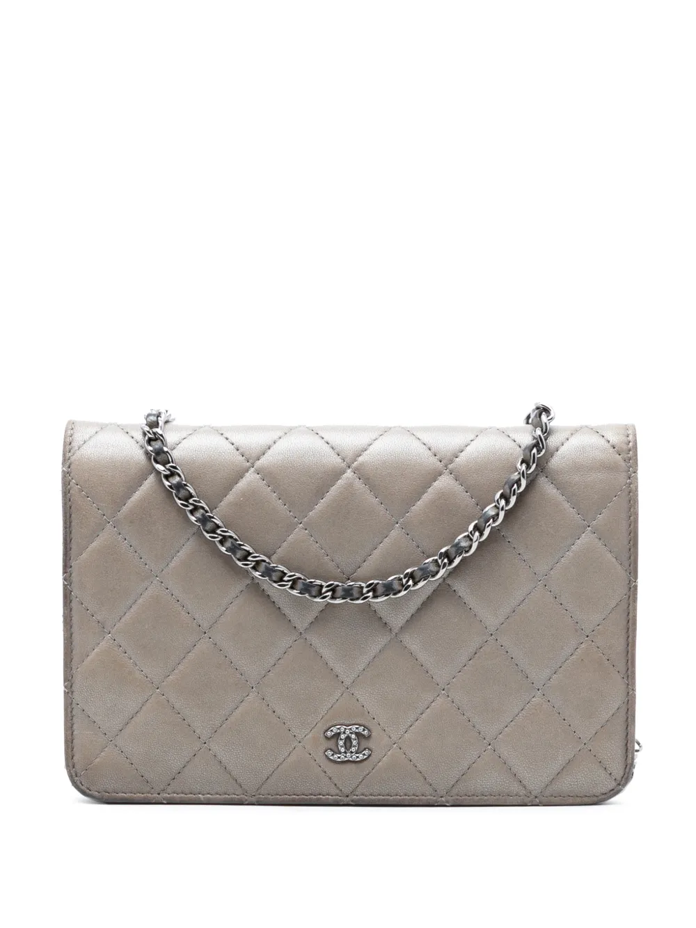 CHANEL Pre-Owned 2018-2019 CC Quilted Lambskin Full Flap Wallet on Chain crossbody bag - Marrone