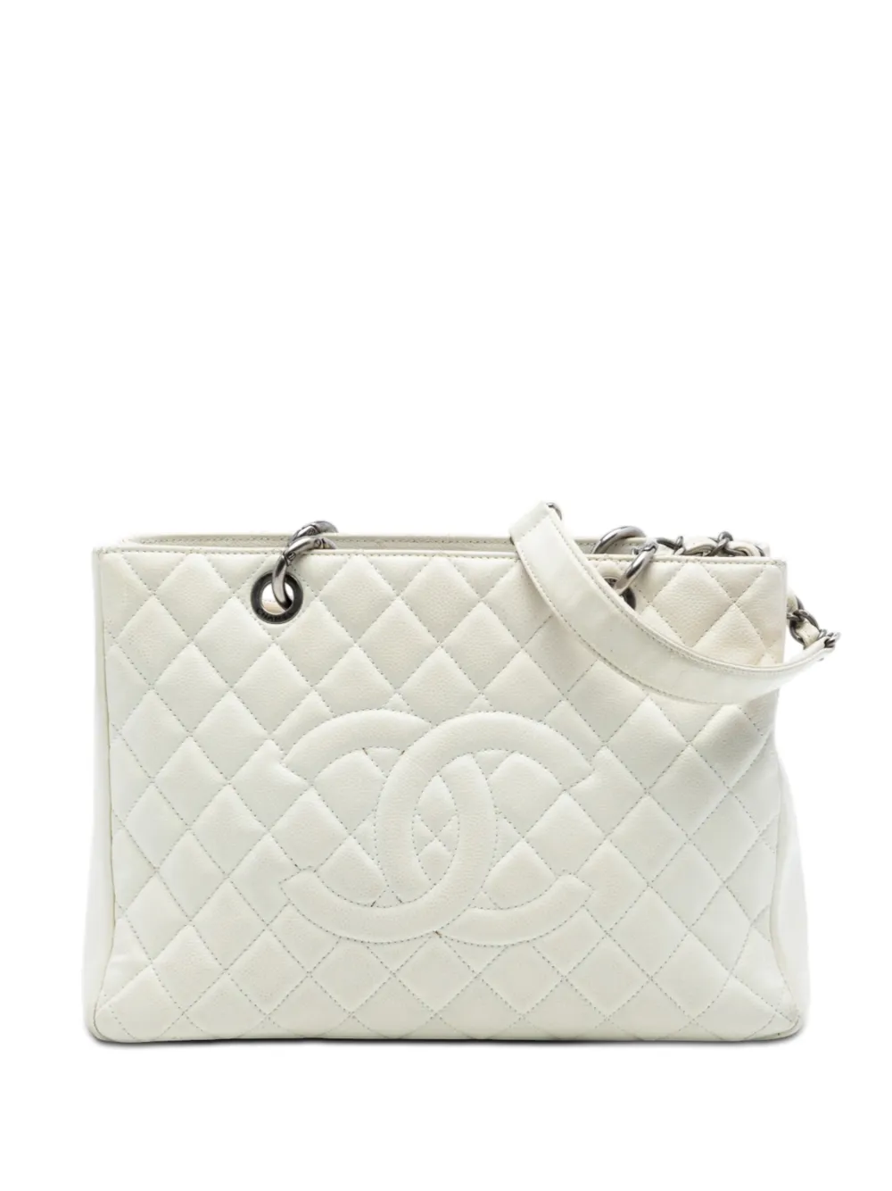 CHANEL Pre-Owned 2009-2010 Caviar Grand Shopping tote bag - White