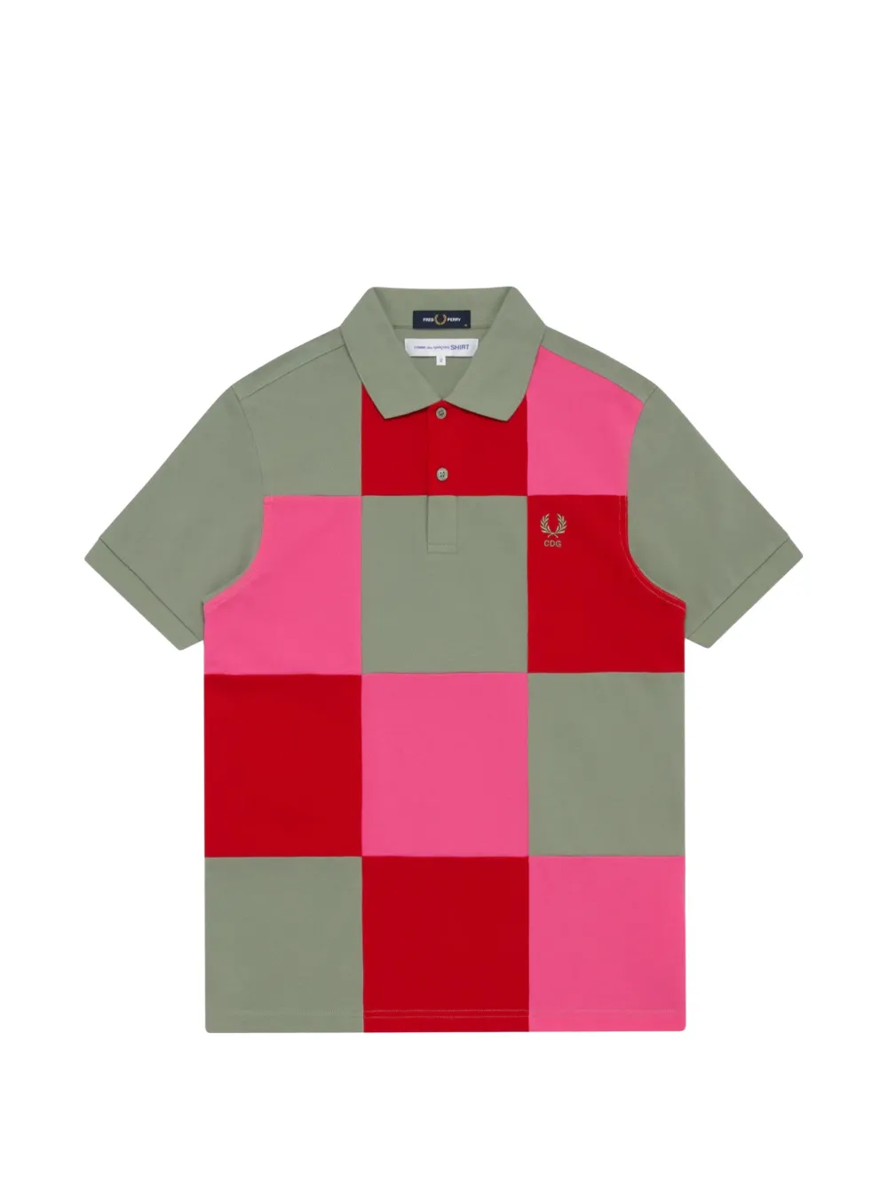 Comme Des Garçons Shirt x Fred Perry patchwork-design polo shirt - Verde
