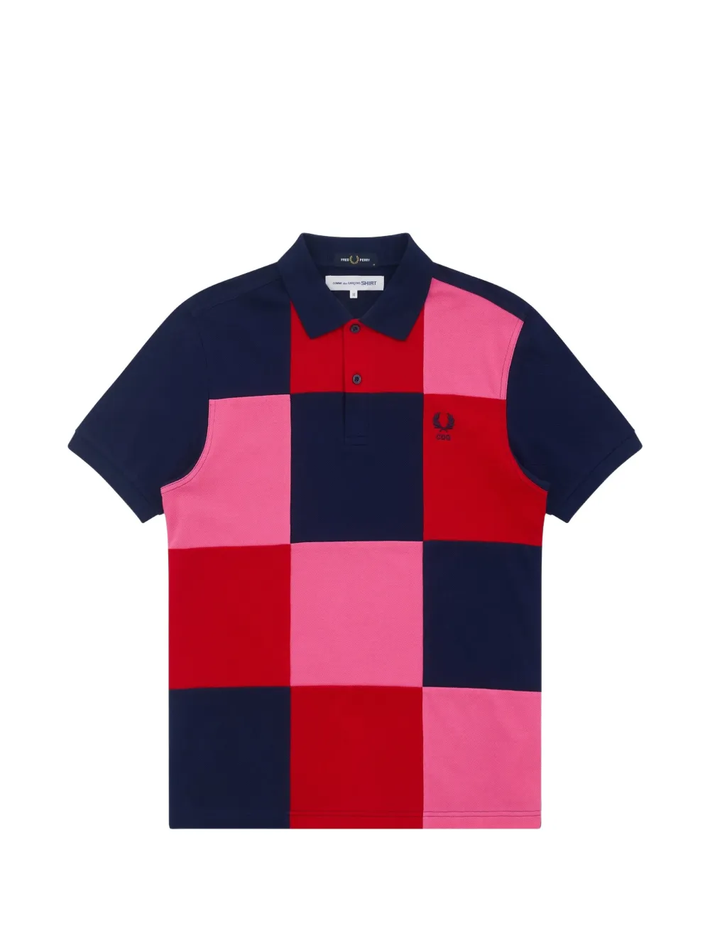 Comme Des Garçons Shirt x Fred Perry patchwork-design polo shirt - Blu