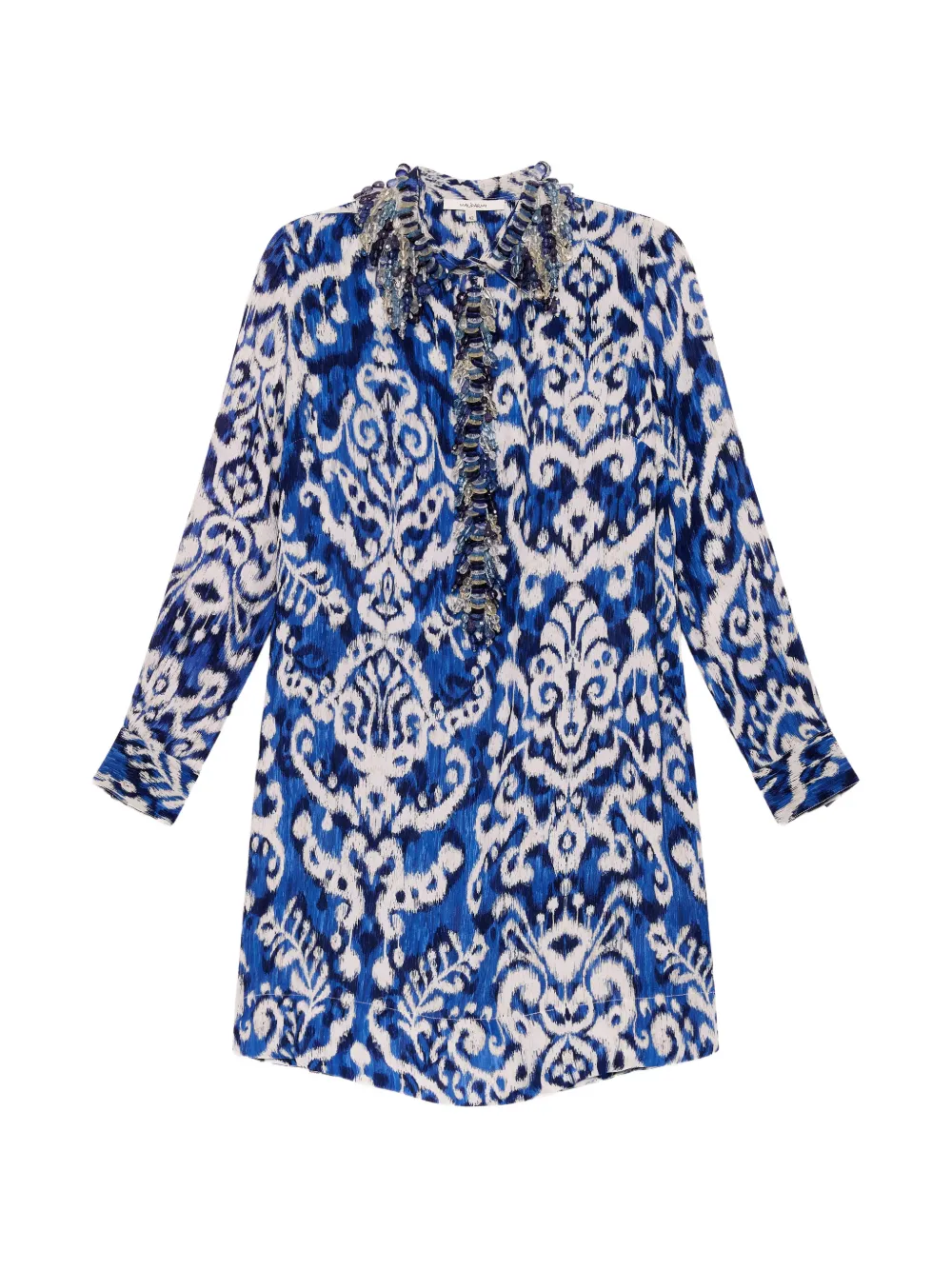 MALIPARMI ikat-print bead-embellished dress - Blu