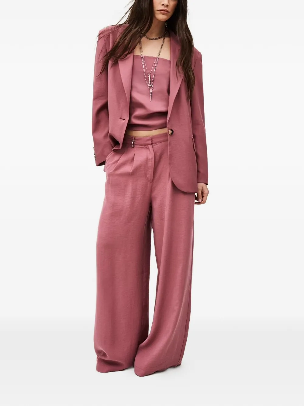 Ba&Sh Dalena jack met gekerfde revers en slub textuur Roze