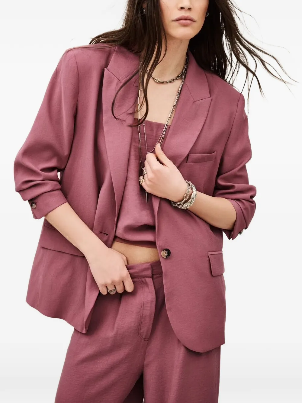 Ba&Sh Dalena jack met gekerfde revers en slub textuur Roze