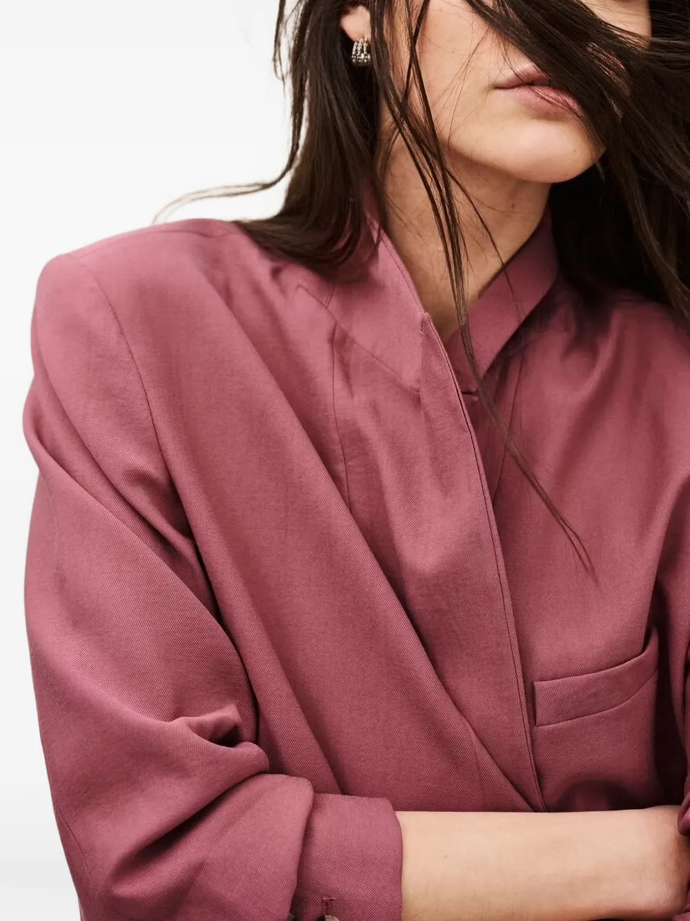 Ba&Sh Dalena jack met gekerfde revers en slub textuur Roze