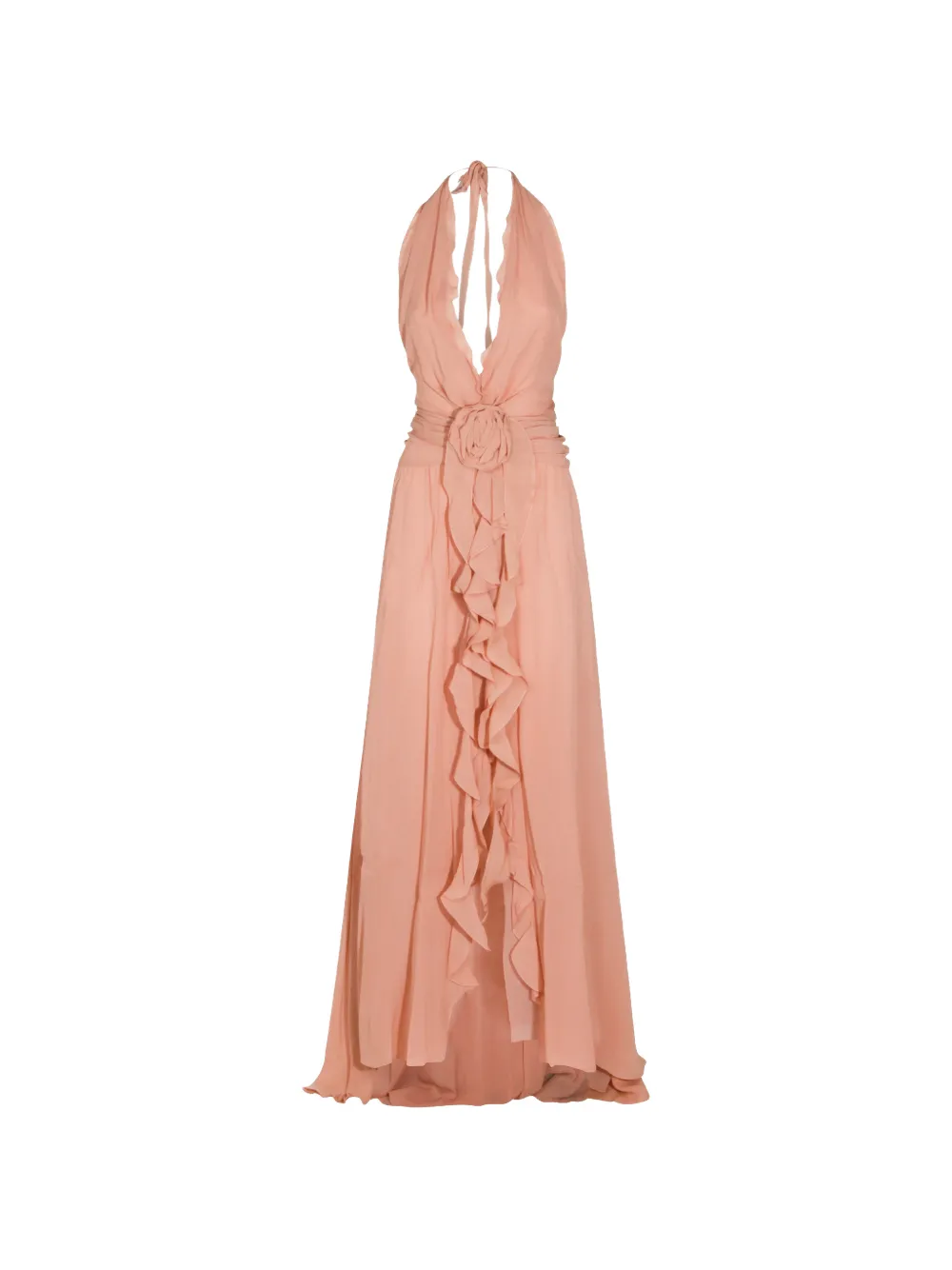 Blumarine floral-appliqué ruffled maxi dress - Rosa