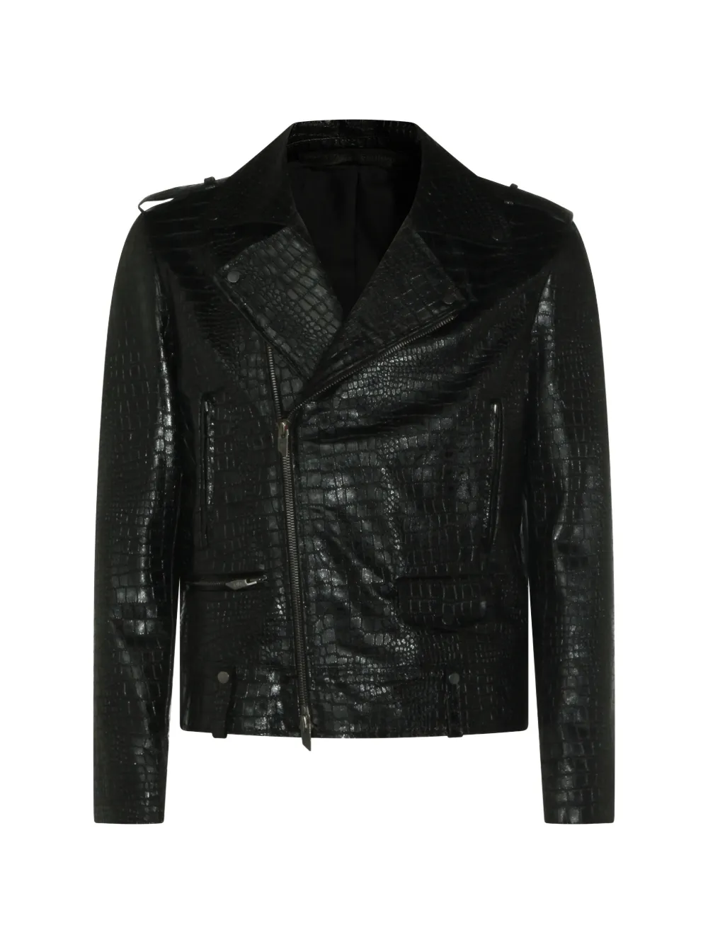 Salvatore Santoro crocodile-effect leather jacket - Nero
