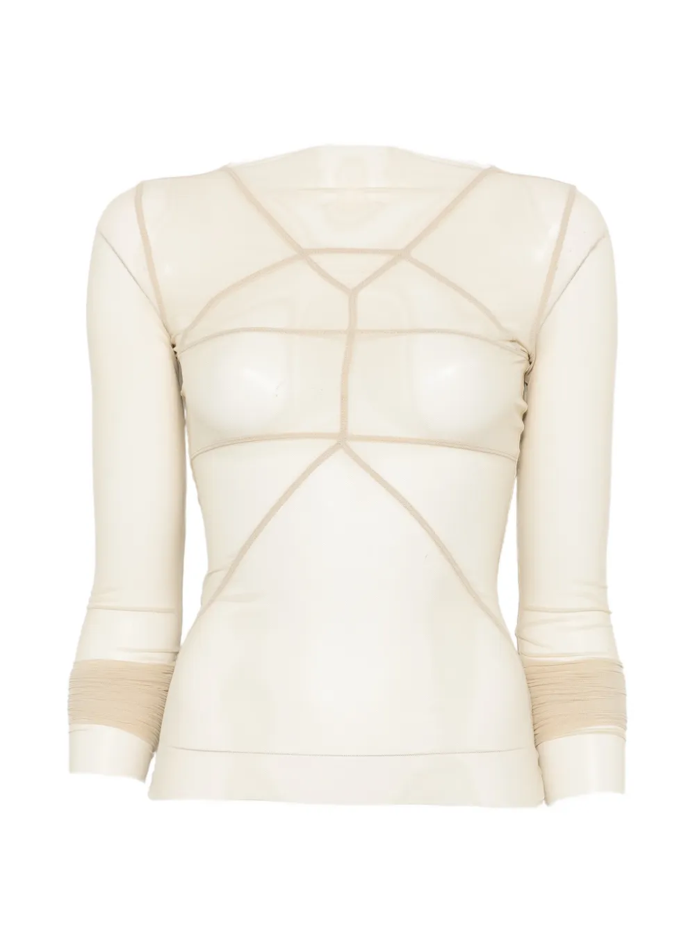 Rick Owens Temple sheer panelled long-sleeve top - Toni neutri