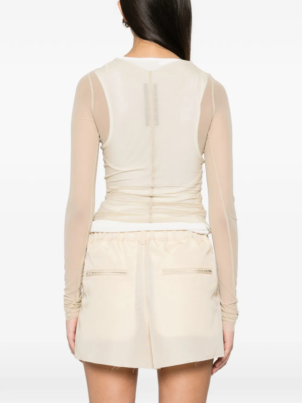 Rick Owens Temple doorzichtige top met lange mouwen Beige