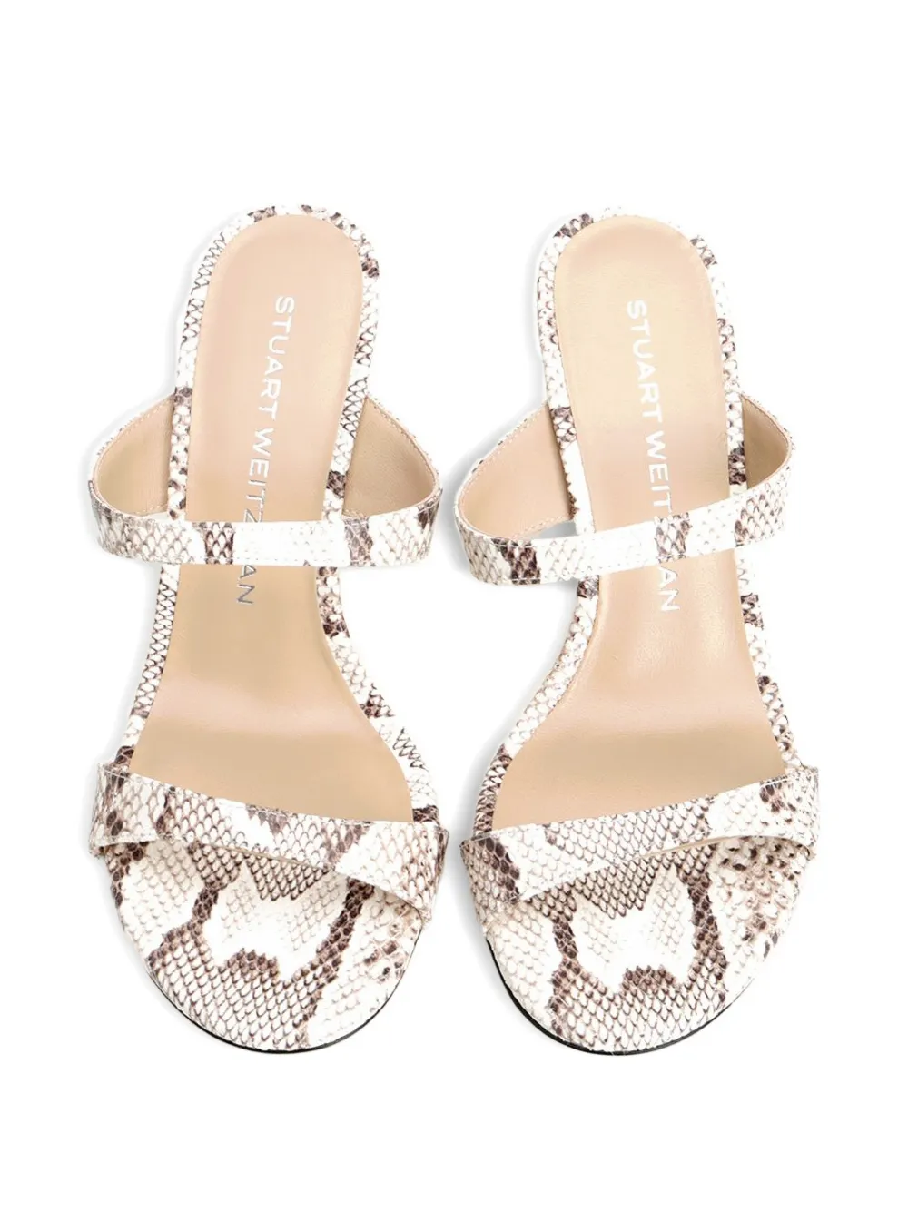 Stuart Weitzman Nudist Slide snakeskin-effect sandals Beige