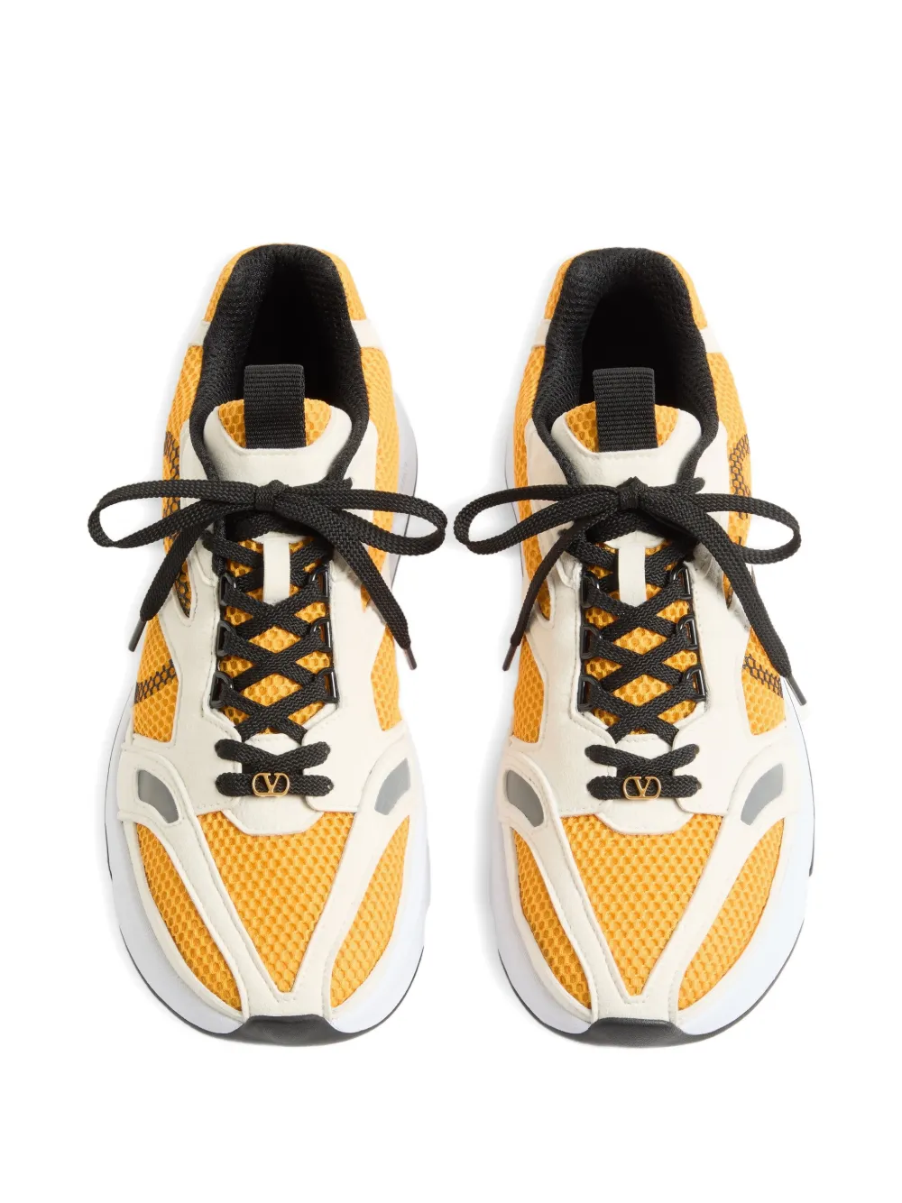 Valentino Garavani Demivee sneakers van mesh stof met suède inzetstukken Geel