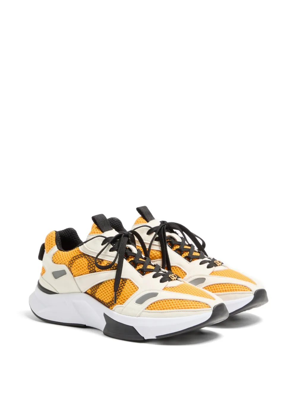 Valentino Garavani Demivee sneakers van mesh stof met suède inzetstukken Geel