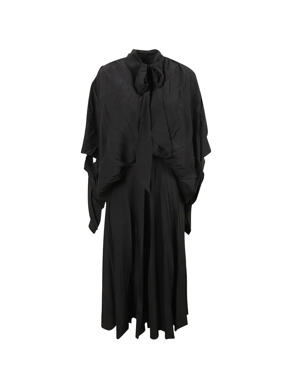 Balenciaga crinkled-effect scarf-collar midi dress - Schwarz