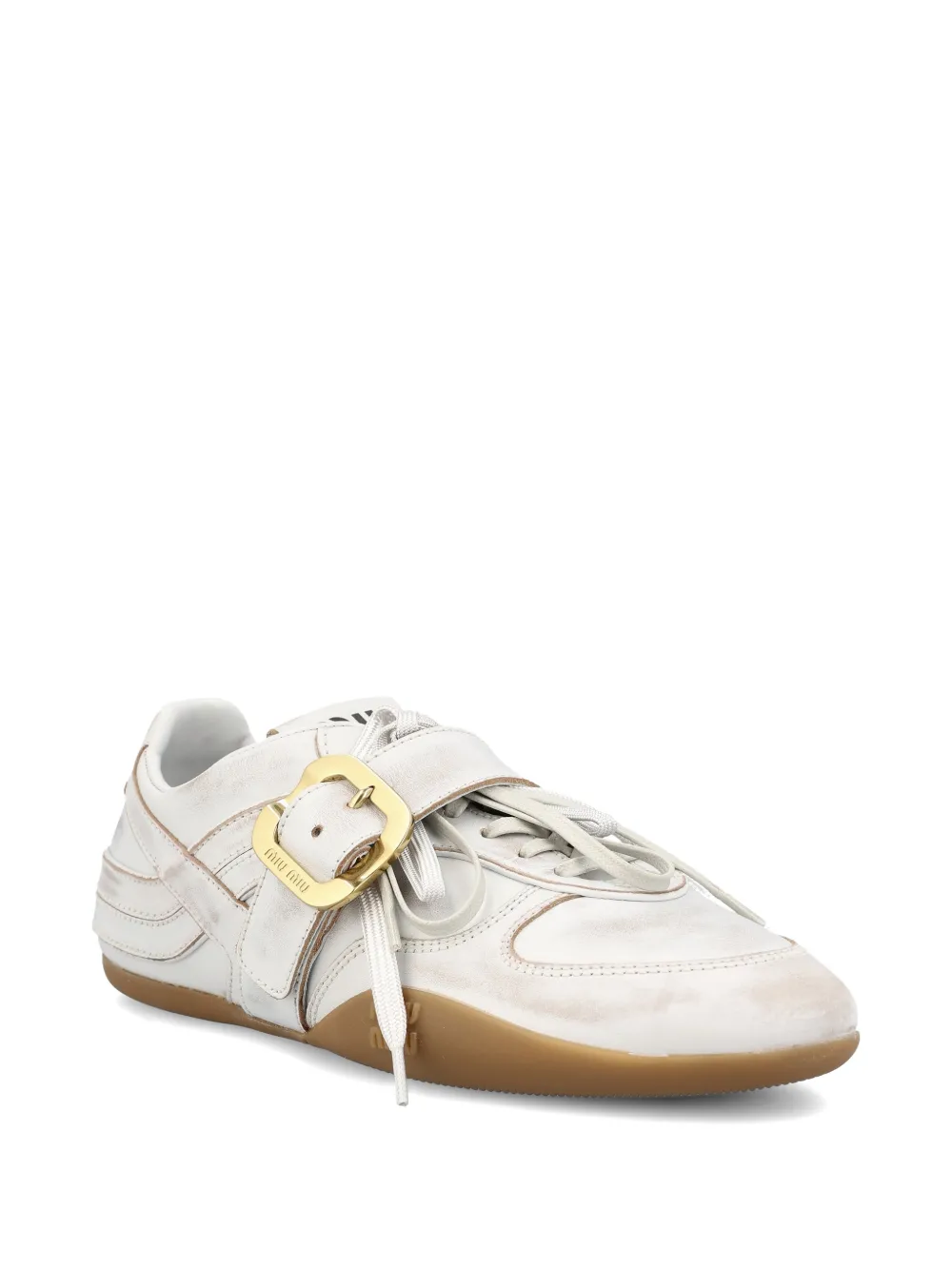 Miu Gymnasium leather sneakers Beige