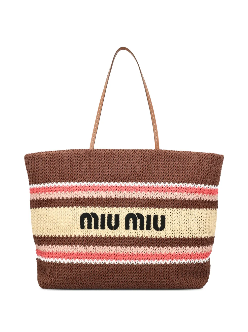 Miu Miu striped woven tote bag - Marrone