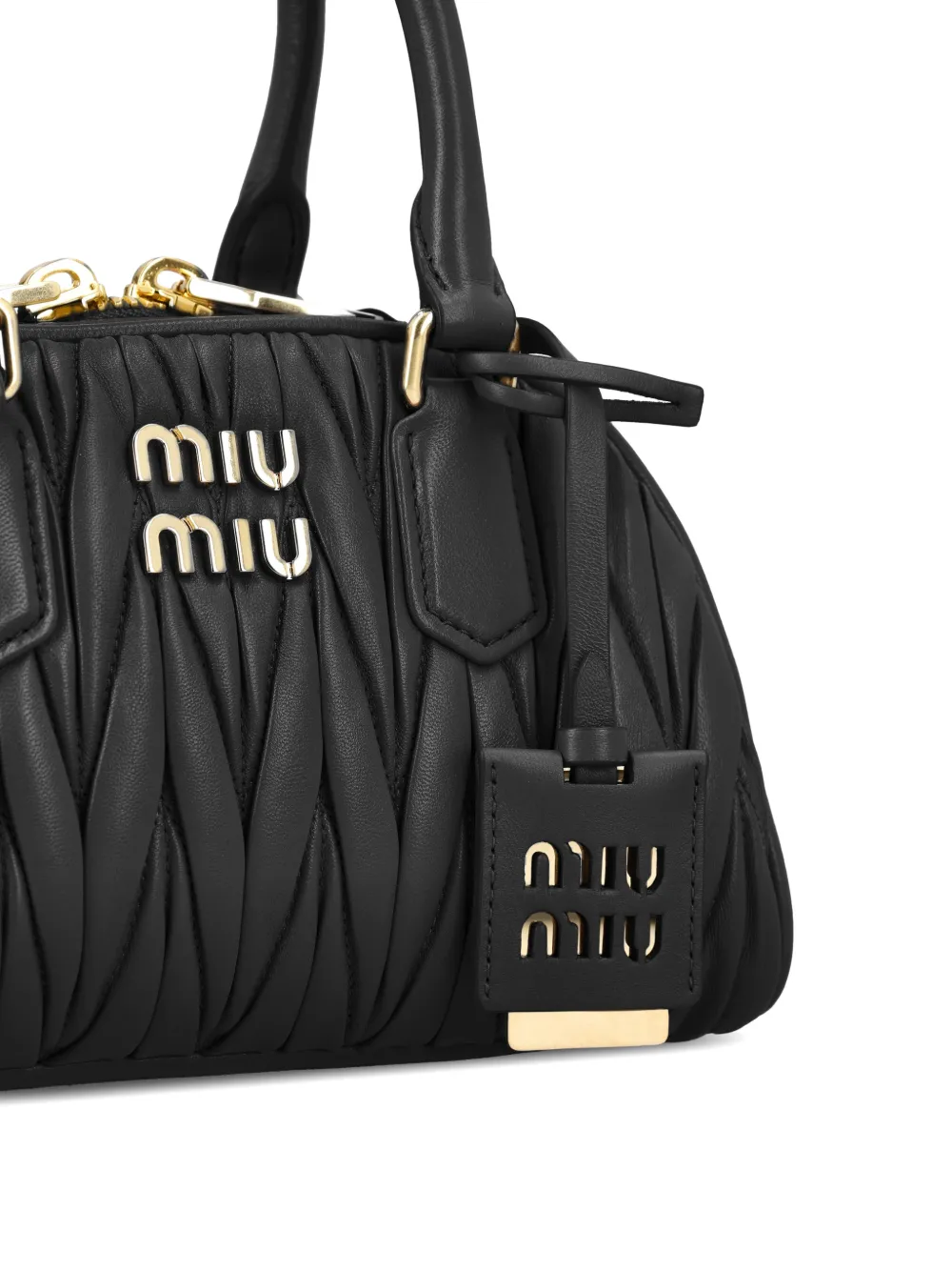 Miu Matelassé leren shopper Zwart