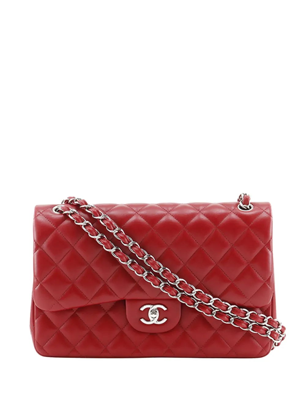 CHANEL Pre-Owned 2012-2013 Jumbo Classic Lambskin Double Flap shoulder bag - Rosso