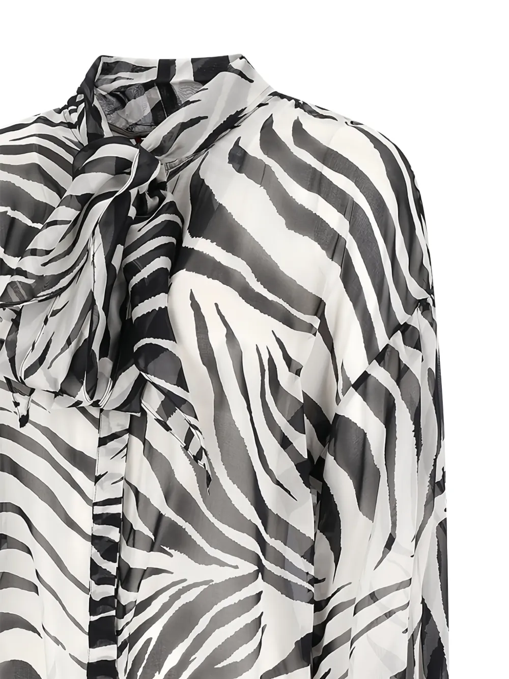 Max Mara Ballata blouse met zebraprint en strik Wit