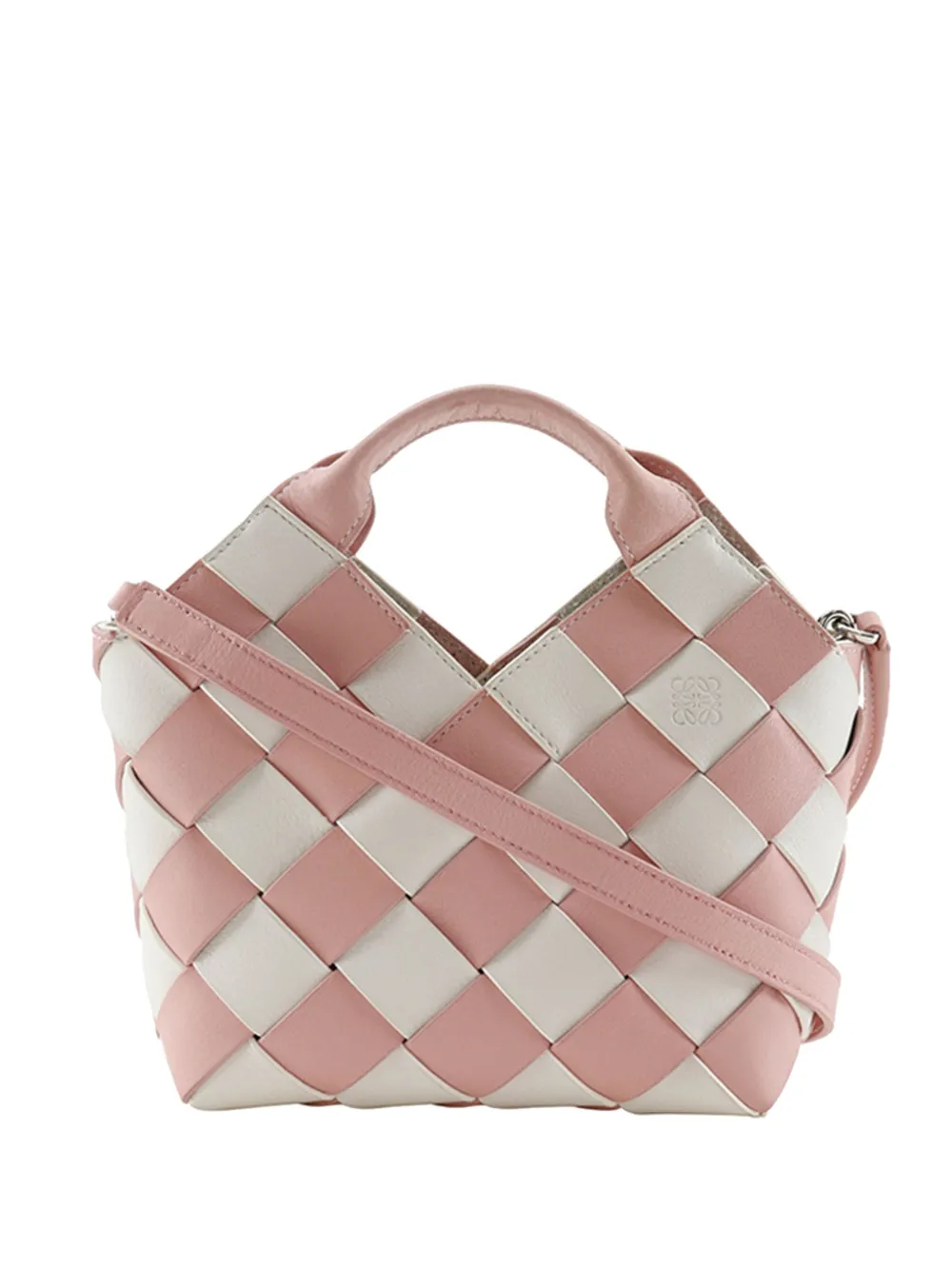 Loewe Pre-Owned 2018 Mini Woven Calfskin Gingham Surplus Basket Bag satchel - Rosa